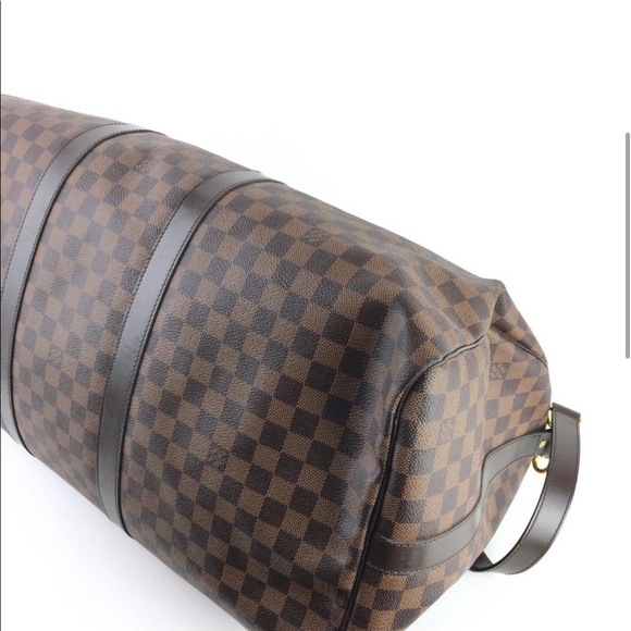 LOUIS VUITTON DAMIER EBENE KEEPALL 55 BANDOULIERE SHOULDER BAG - Picture 9 of 12